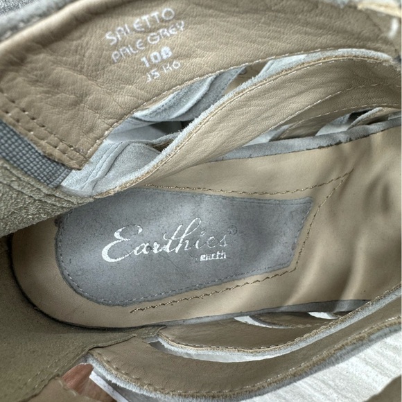 NEW Earthies Saletto Pale Gray Suede Back Zip Square Pump Heels Womens Size 10 - Picture 8 of 12